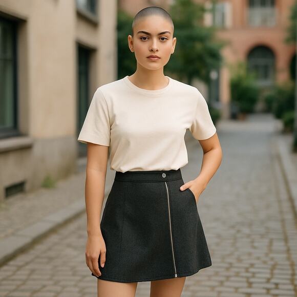 Madewell Dresses & Skirts - Madewell Skirt Sz 8 Wool Blend Gray Mini Full Zip  Casual Minimalist Academia